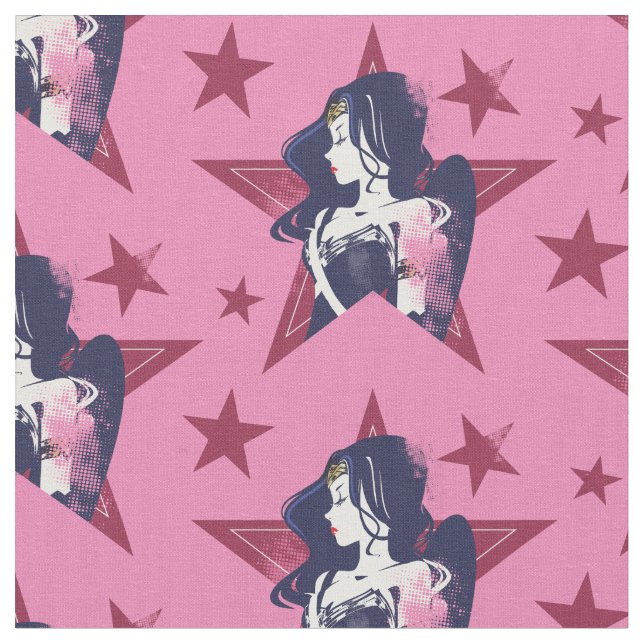 Tissu Ligue de Justice | Wonder Woman & Stars Pop Art (Fermer)