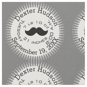 Tissu Lil' Man Black Mustache Données de naissance