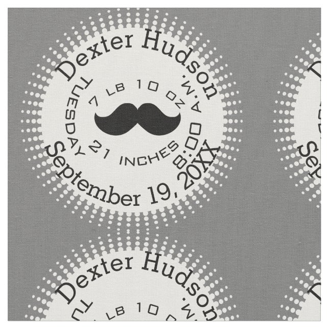 Tissu Lil' Man Black Mustache Données de naissance (Fermer)