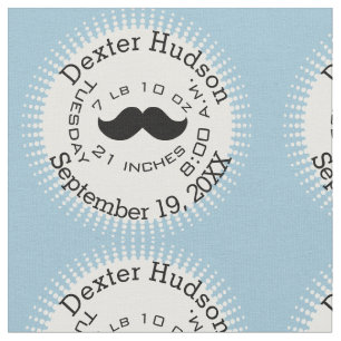Tissu Lil' Man Black Mustache Données de naissance