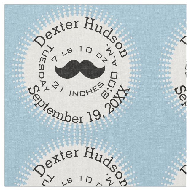 Tissu Lil' Man Black Mustache Données de naissance (Fermer)
