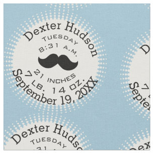 Tissu Lil' Man Black Mustache Données de naissance