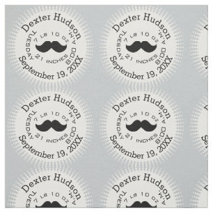 Tissu Lil' Man Black Mustache Données de naissance