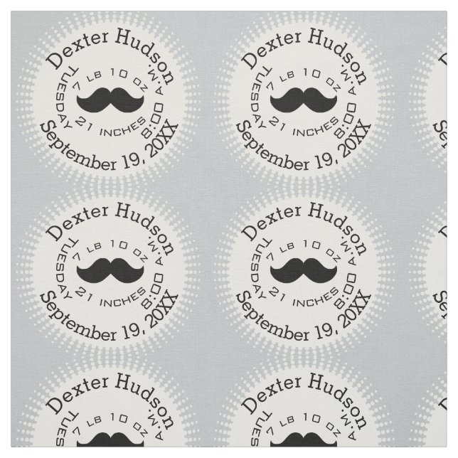 Tissu Lil' Man Black Mustache Données de naissance (Échantillon)