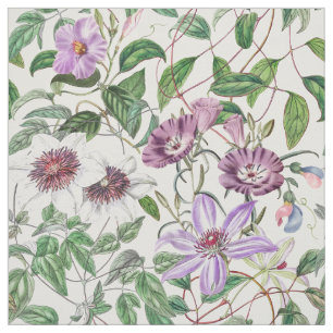 Tissu Lilac Vert Blanc Vintage Fleurs botaniques