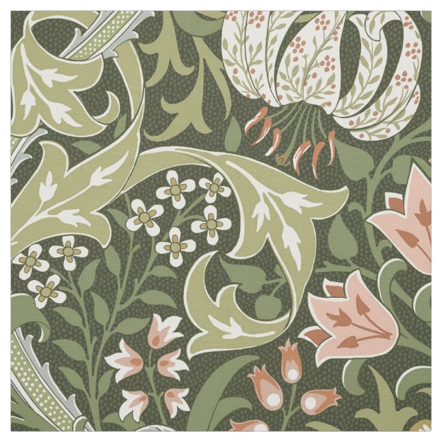 Tissu Lily d'Or Forêt Verte William Morris (Échantillon)