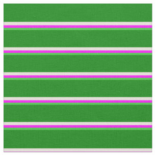 Tissu Lime Green, Fuchsia, Beige & Green Motif