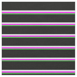 Tissu Lime Green, Fuchsia, Lavande et Black Lines