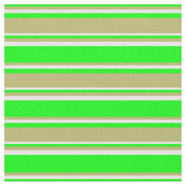 Tissu Lime, Khaki foncé et lignes de crème à la menthe (Fermer)