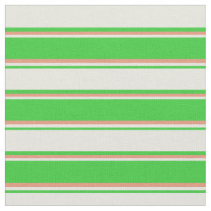 Tissu Lime vert, beige et Saumon foncé Motif