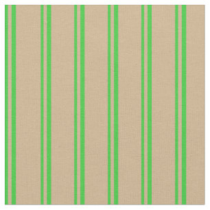 Tissu Lime Vert et Tan Coloré Motif des bandes