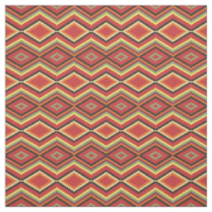 Tissu Lime Vert Orange Jaune Rouge Noir Apparence Ethniq