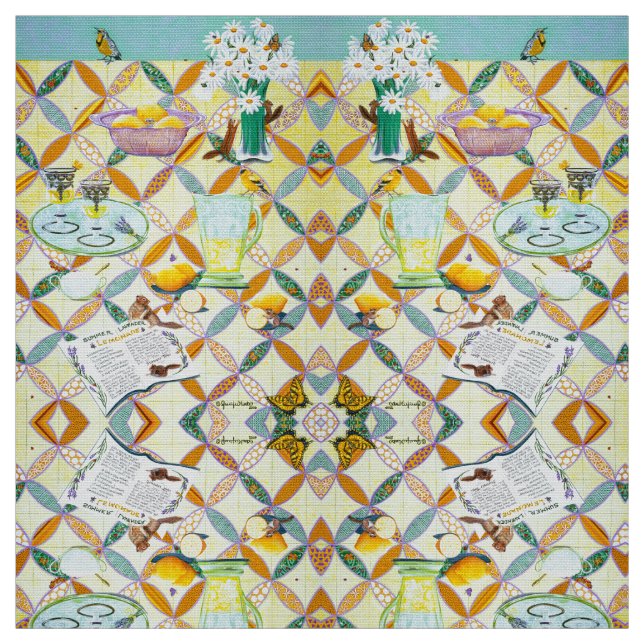 Tissu Limonade à la lavande d'été (Échantillon)