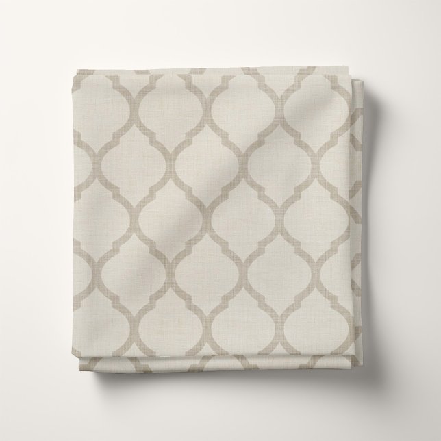 Tissu Lin rustique Beige et Taupe Quatrefoil marocain (Créateur téléchargé)