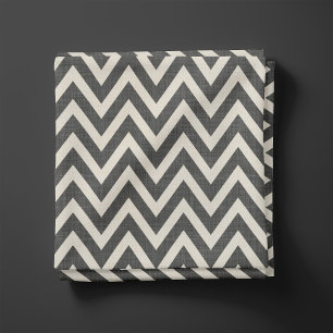 Tissu Lin rustique Chevron beige et gris charbon de bois