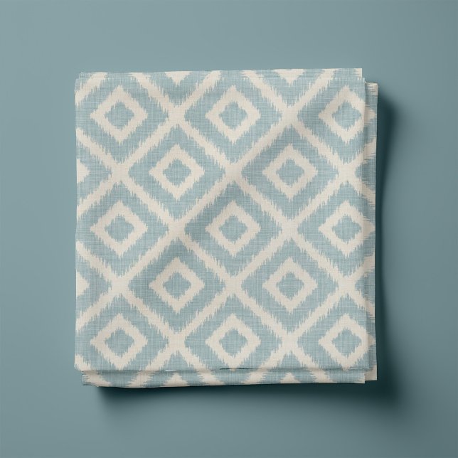 Tissu Lin rustique Diamants beige et bleu Ikat (Créateur téléchargé)