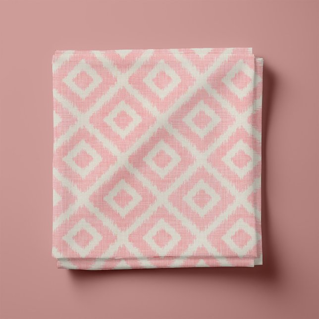 Tissu Lin rustique Diamants beige et rose Ikat (Créateur téléchargé)