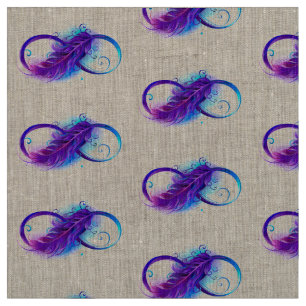 Tissu L'infini avec plume violette