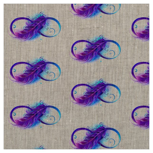 Tissu L'infini avec plume violette (Échantillon)
