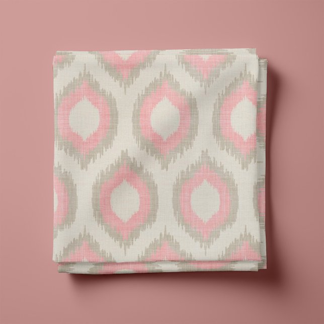 Tissu Linge rustique Ikat beige et rose (Créateur téléchargé)