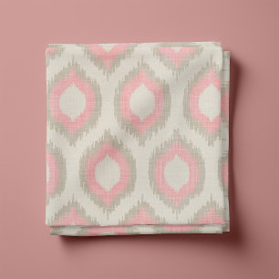 Tissu Linge rustique Ikat beige et rose