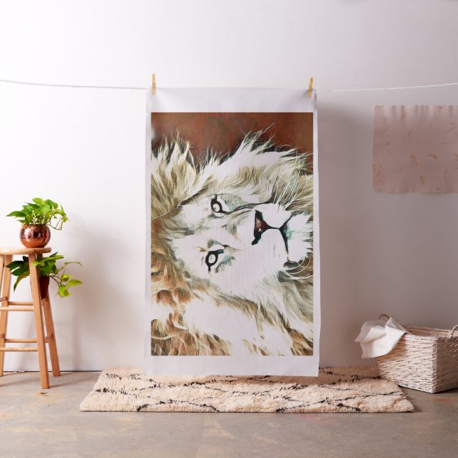Tissu lion animal de couleur chaude (In Situ)