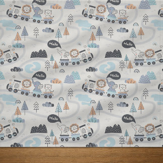 Tissu Lion Éléphant Tigre Train Animalier Aventure