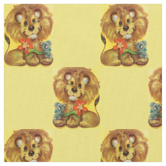 Tissu lion et souris (Fermer)
