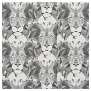 Tissu Lion géométrique argenté
