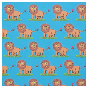 Tissu Lion joyeux avec dessin animé de papillon