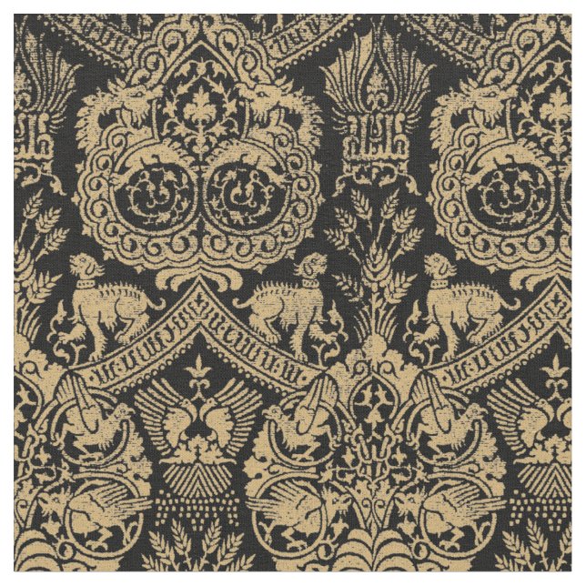 Tissu Lions Médiévaux, Oiseaux Et Dragons Motif (Fermer)