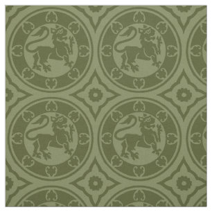 Tissu Lions médiévaux, Vert olive