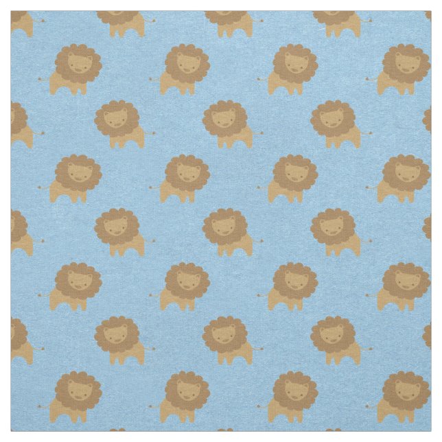 Tissu Lions mignons sur Bleu Bébé (Échantillon)
