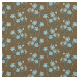 Tissu Little Blue Oubliez-Moi Pas Les Fleurs Sur Brown