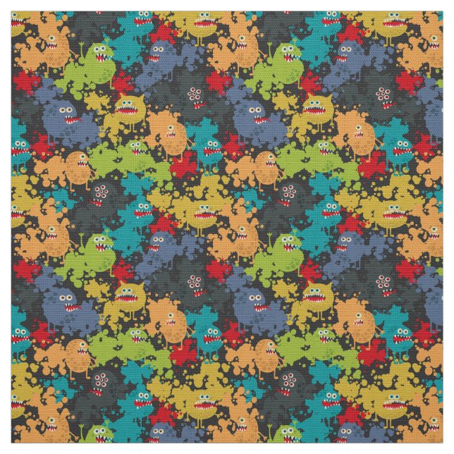 Tissu Little cute funny monsters (Échantillon)
