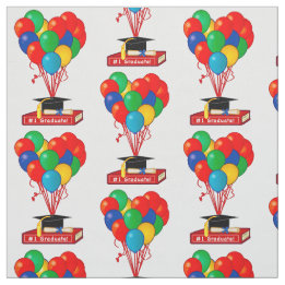 Tissu Livre d'obtention du diplôme, coeur, ballons,