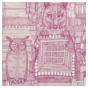 Tissu livres et blankies cerise perle