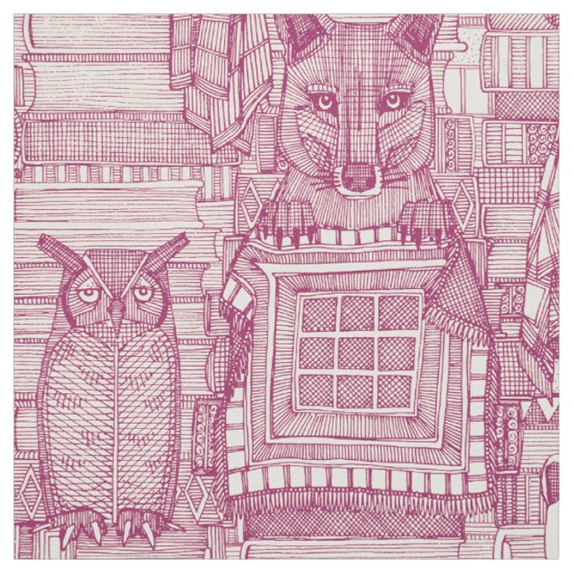 Tissu livres et blankies cerise perle (Échantillon)