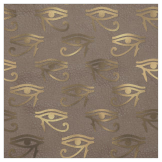 Tissu L'oeil de l'Egypte métallurgique sur le Brown