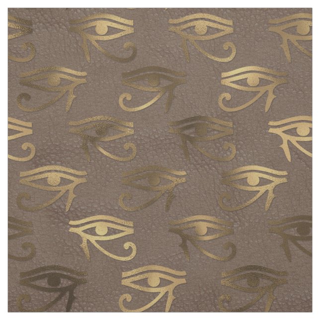 Tissu L'oeil de l'Egypte métallurgique sur le Brown (Échantillon)