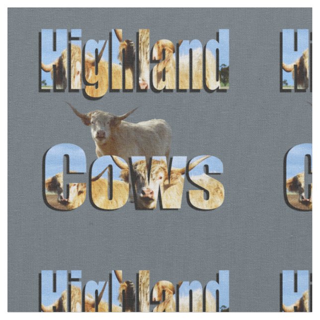 Tissu Logo des photos de vaches Highland, (Fermer)