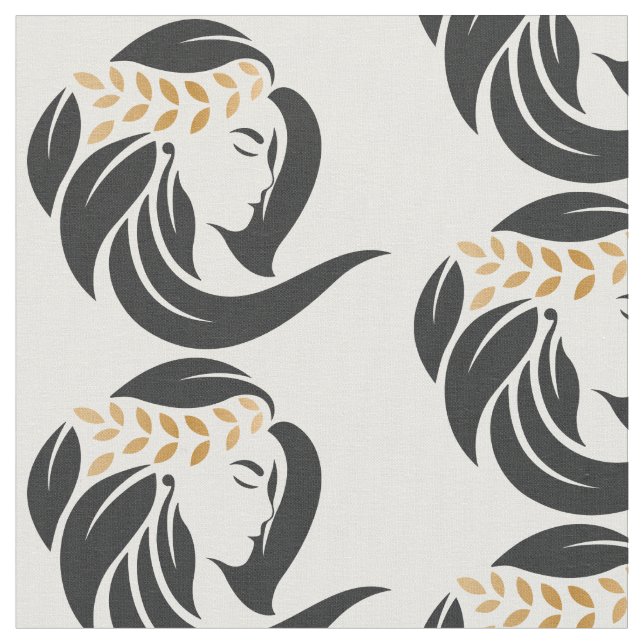 Tissu Logo simple de salon de coiffure noir et or coiffe (Fermer)