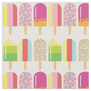 Tissu - Lollies de glace rose, verte et jaune