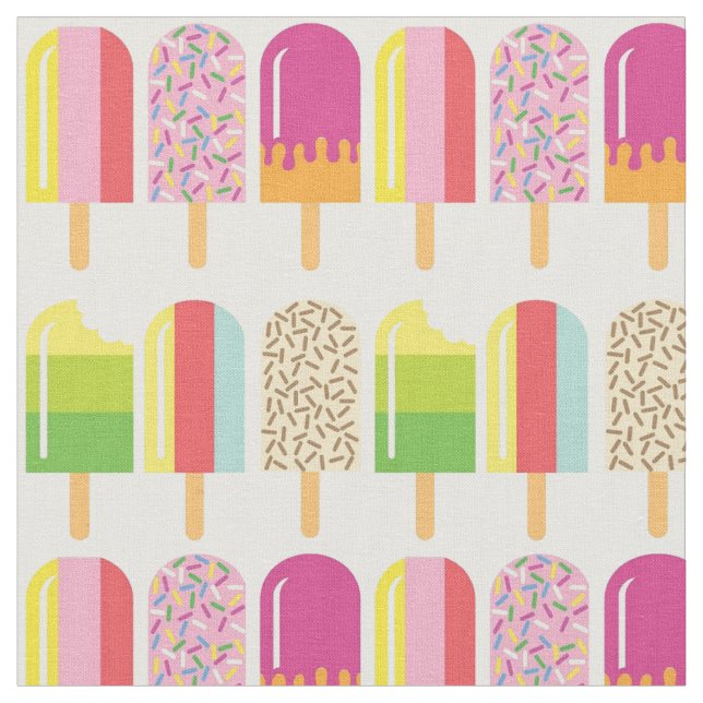 Tissu - Lollies de glace rose, verte et jaune (Fermer)