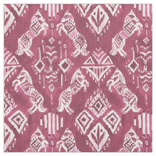 Tissu L'OMS de CHEVAUX A CONNU le motif tribal rouge