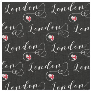 Tissu London Flag Heart, Angleterre
