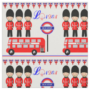 Tissu Londres Royaume-Uni Cute Royal Queens Guard Red Bu