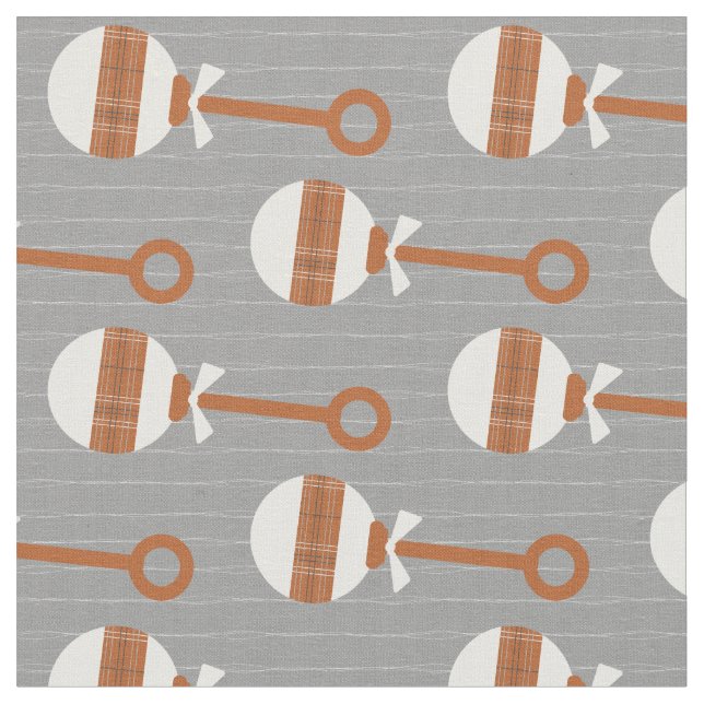 Tissu Longhorn Burnt Orange Plaid Baby Rattle on Gray (Fermer)
