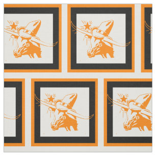 Tissu Longhorn Tête De Tête Avec Casquette Cowboy Avec C