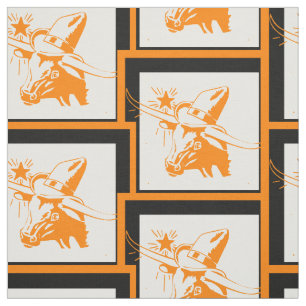 Tissu Longhorn Tête De Tête Avec Casquette Cowboy Avec C